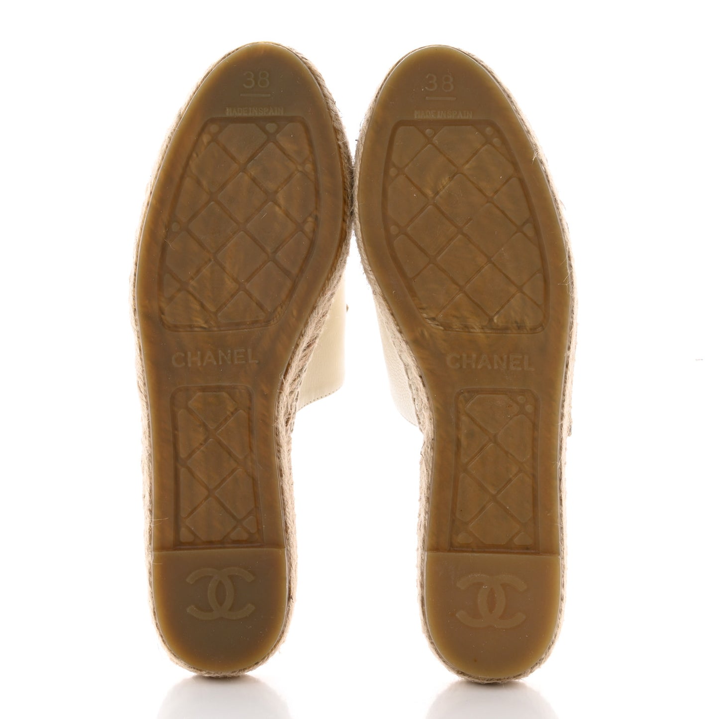 Goatskin CC Espadrille Mules 38 Ivory