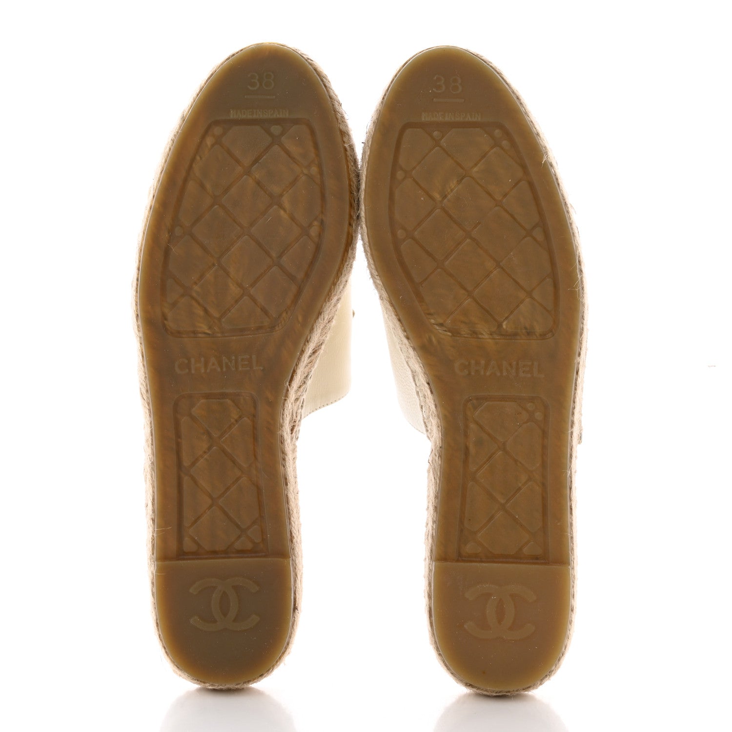 Chanel Goatskin CC Espadrille Mules 38 Ivory 5 of 9