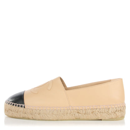 Chanel Lambskin CC Espadrilles 40 Beige Black 1 of 9