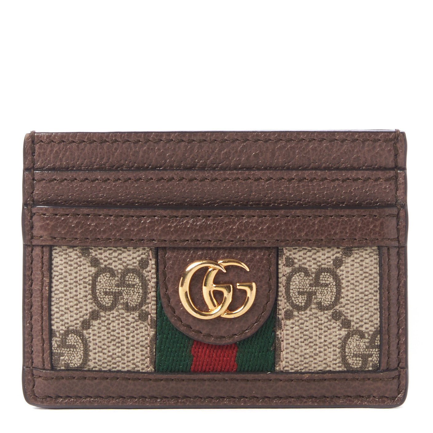 GG Supreme Monogram Ophidia Card Holder Brown
