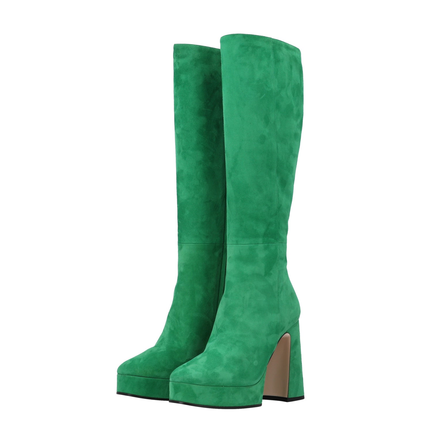 Gucci Kid Scamosciato Knee High Boots 37 Green 4 of 10