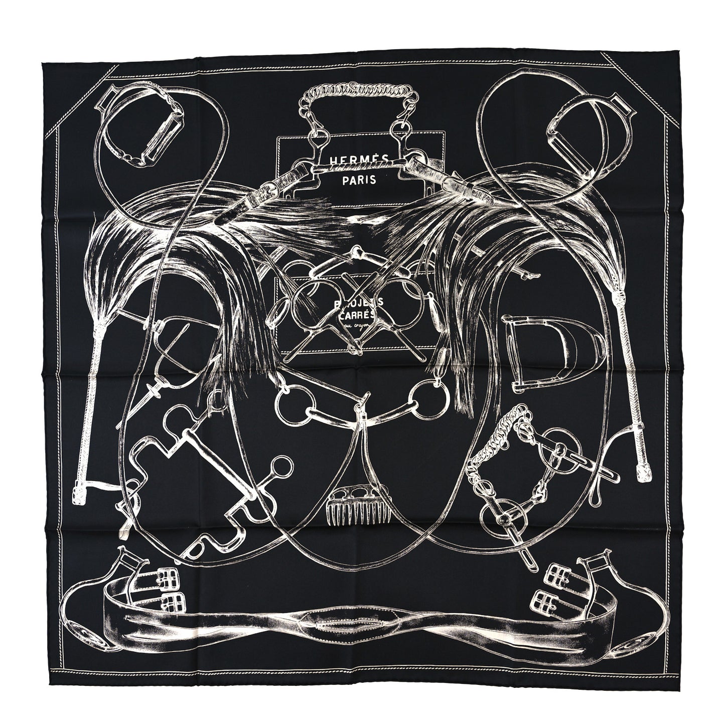 Silk Project Carres Scarf 90 Black White