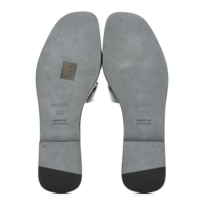 Hermes Box Calfskin Oran Sandals 39.5 Black 8 of 9