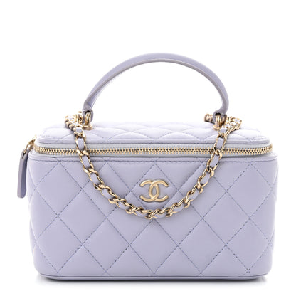 Chanel Lambskin Quilted Small Top Handle Vanity Case With Chain Light Purple 1 of 12