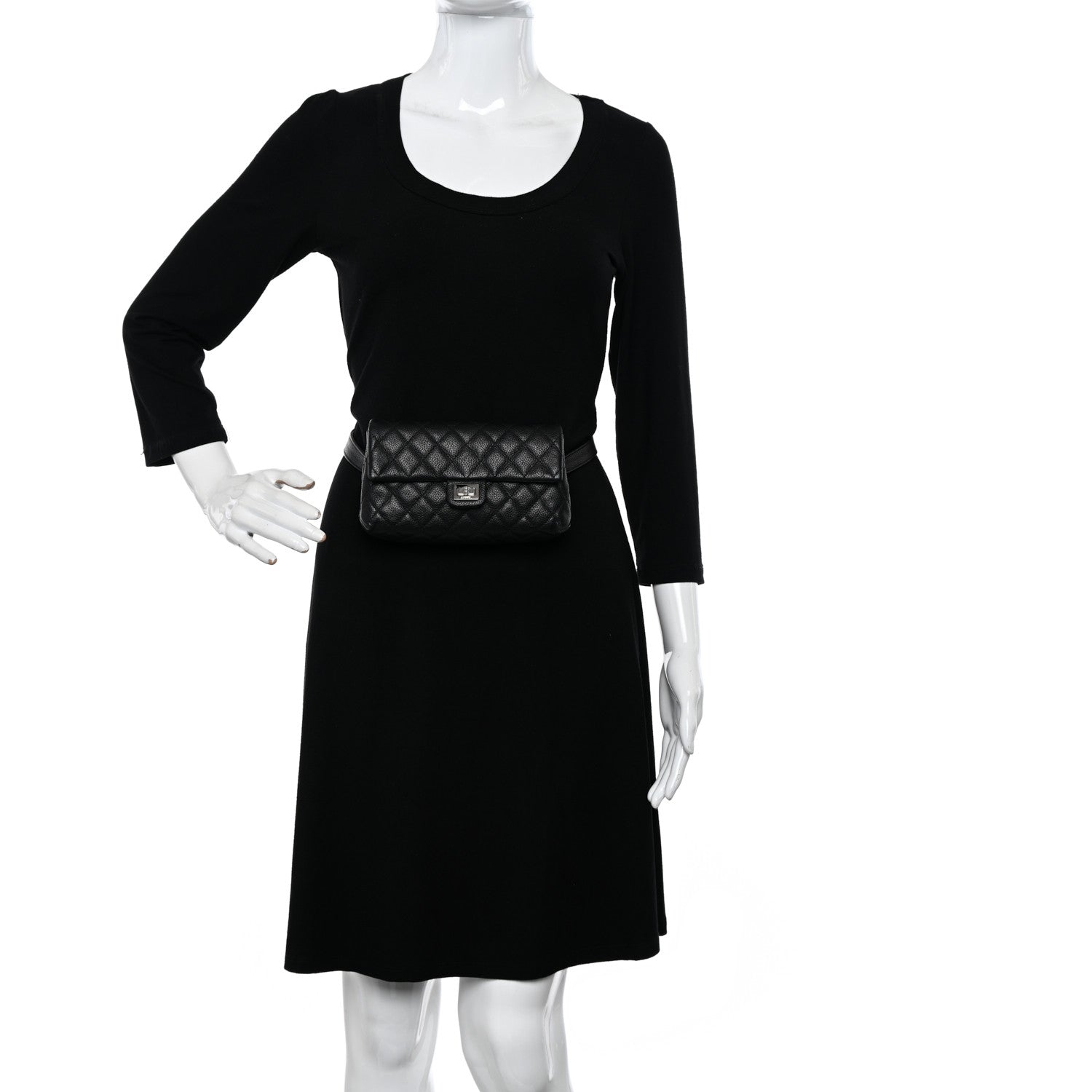 Chanel Grained Calfskin Quilted 2.55 Reissue Flap Belt Bag Clutch Black 2 of 12