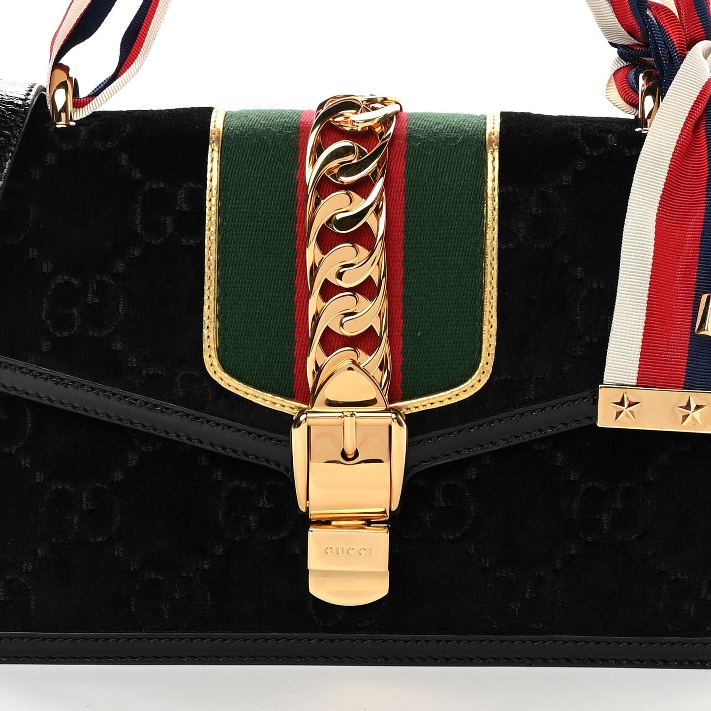 Velvet GG Monogram Small Sylvie Shoulder Bag Black