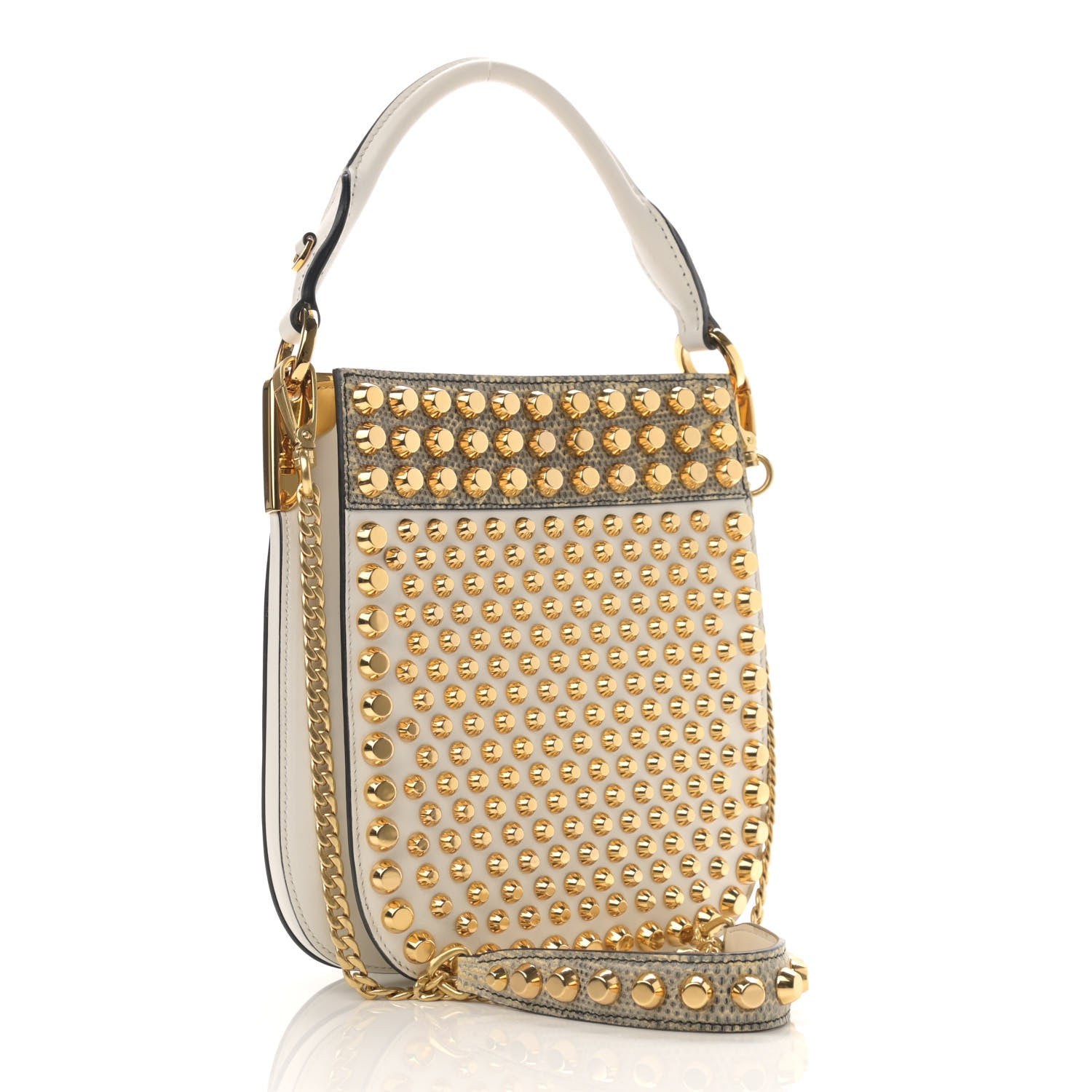 Prada City Calfskin Studded Small Margit Bag White 3 of 10