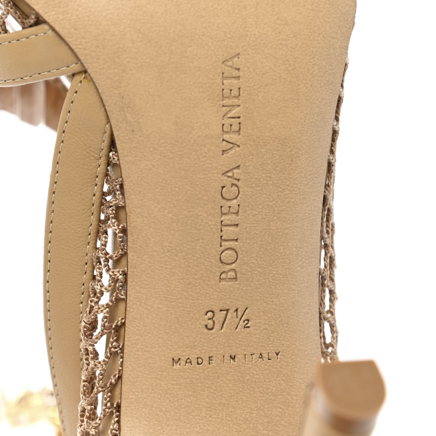 Mesh Nappa Chunky Chain Sandals 37.5 Beige Pony