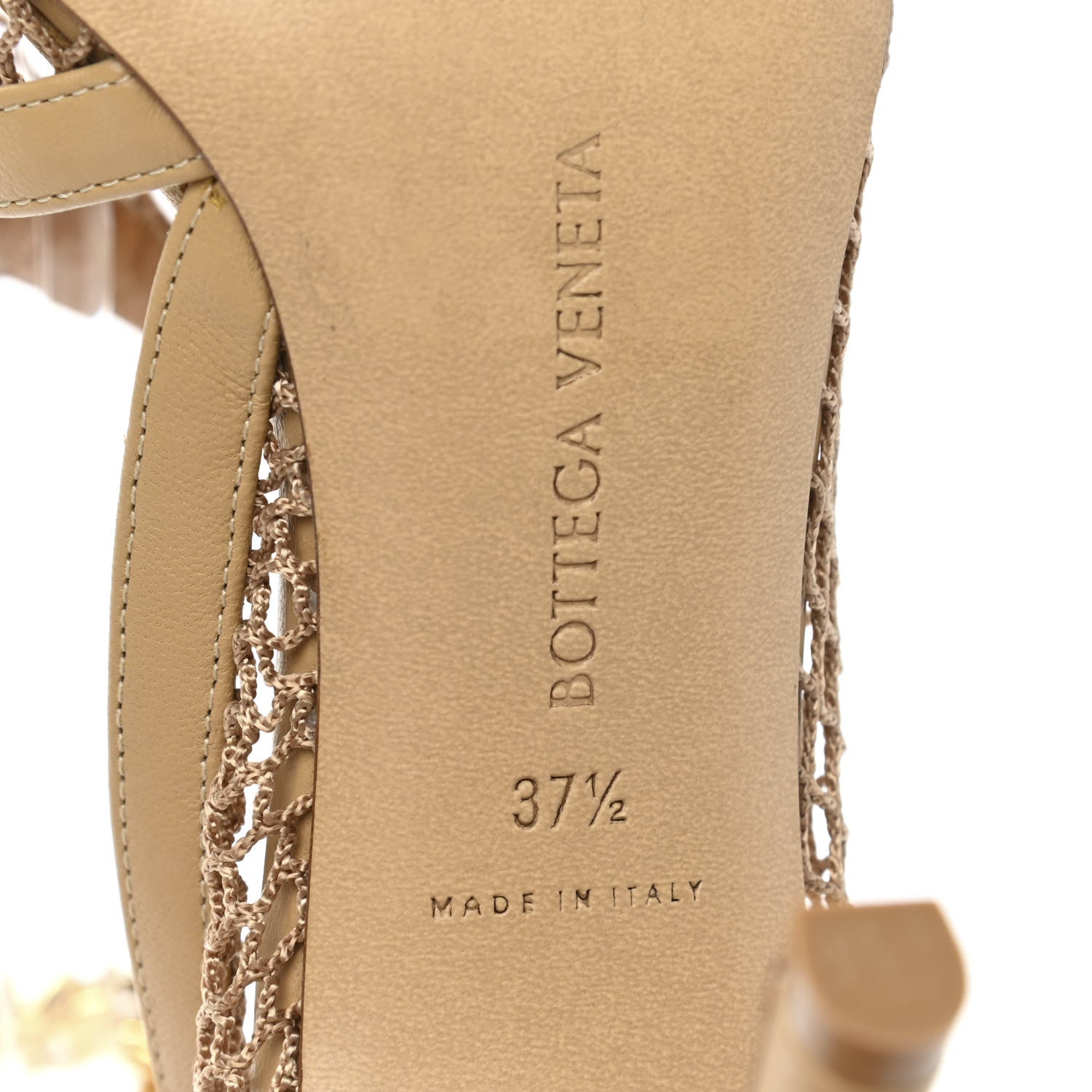 Bottega Veneta Mesh Nappa Chunky Chain Sandals 37.5 Beige Pony 6 of 7