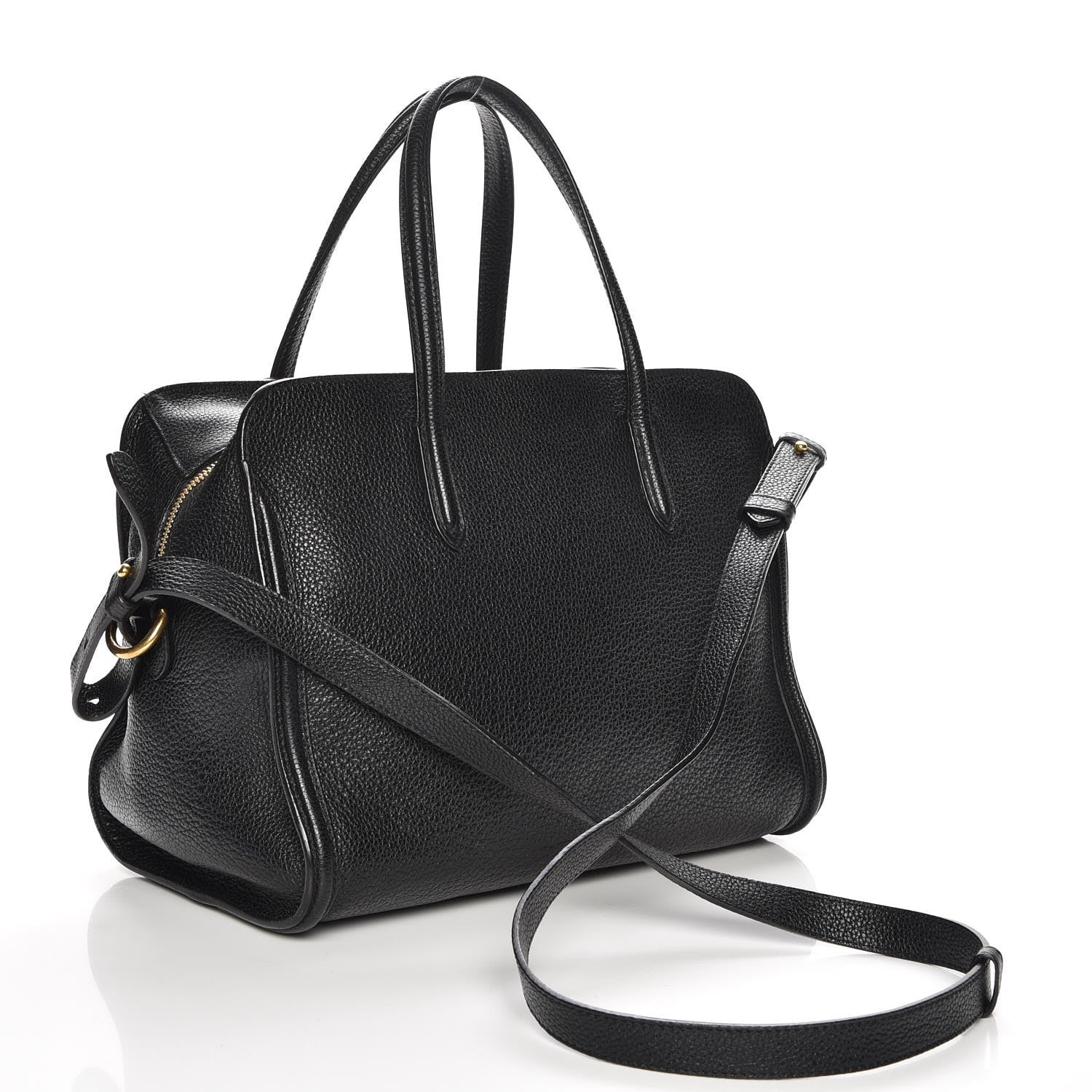 Alexander McQueen Pebbled Calfskin Small Skull Padlock Zip Around Tote Black 4 of 8