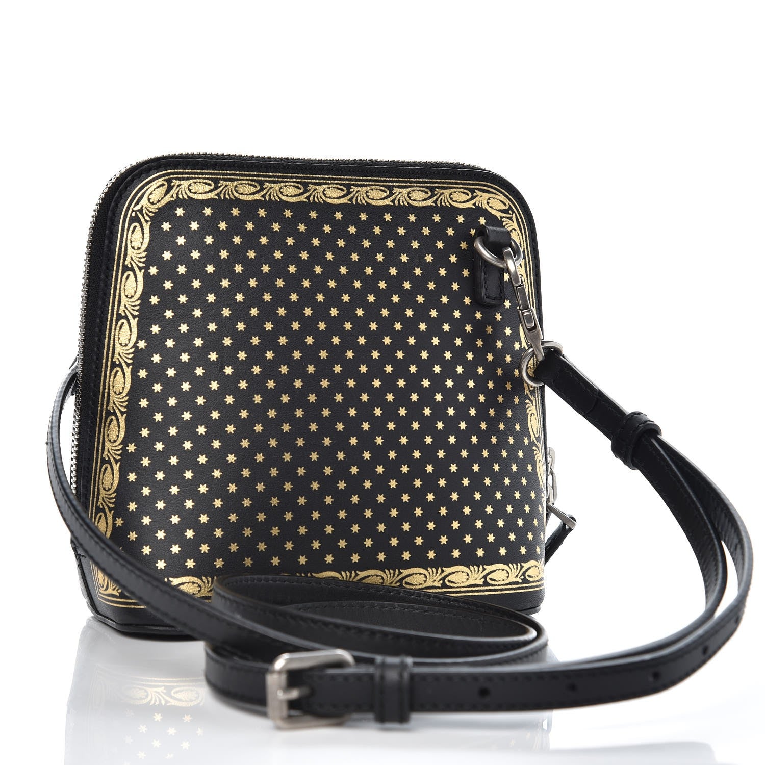Gucci X SEGA Calfskin GUCCY Stars Mini Dome Shoulder Bag Black Gold 3 of 7