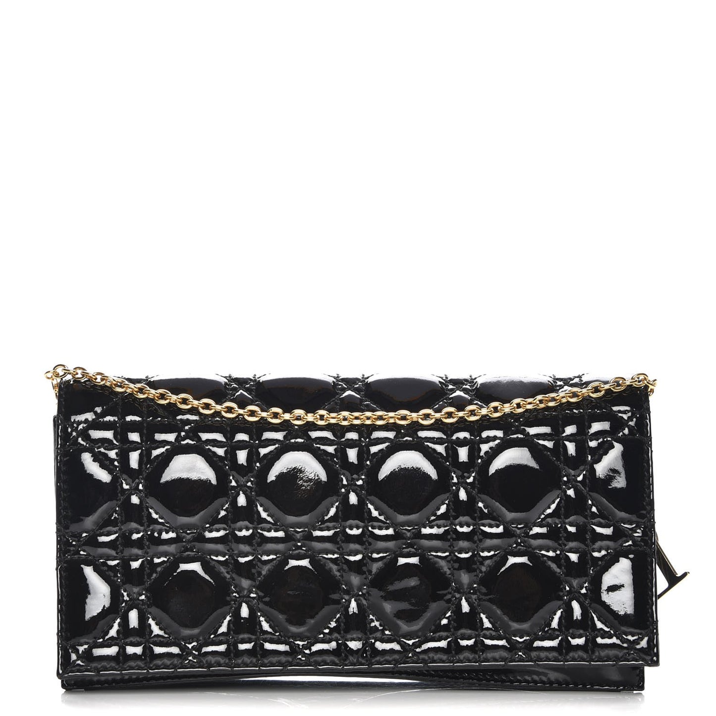 Patent Cannage Lady Dior Convertible Clutch Black