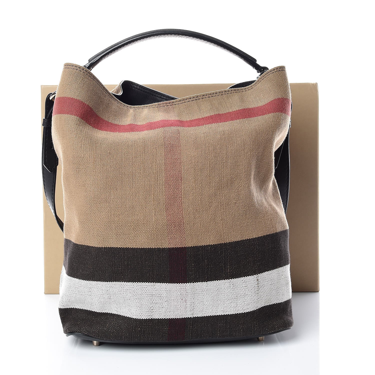 Burberry Canvas Mega Check Medium Ashby Hobo Black 10 of 10