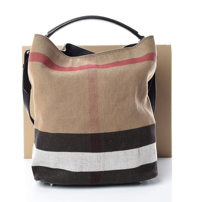 Burberry Canvas Mega Check Medium Ashby Hobo Black 10 of 10