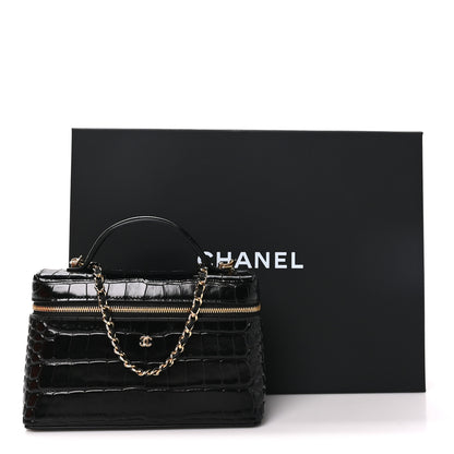 Chanel Calfskin Crocodile Embossed Crococo Exoticoco Vanity With Chain Black 11 of 11