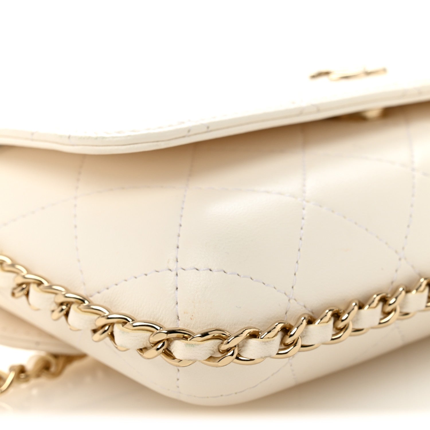 Chanel Calfskin Diamond Stitched Chain Around Flap Phone Holder