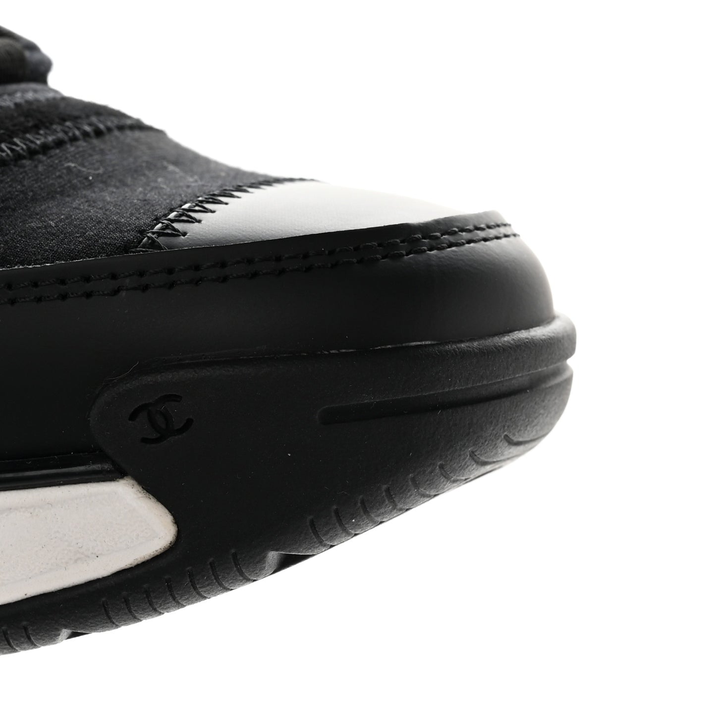 Velvet Calfskin Mixed Fibers CC Sneakers 38 Black