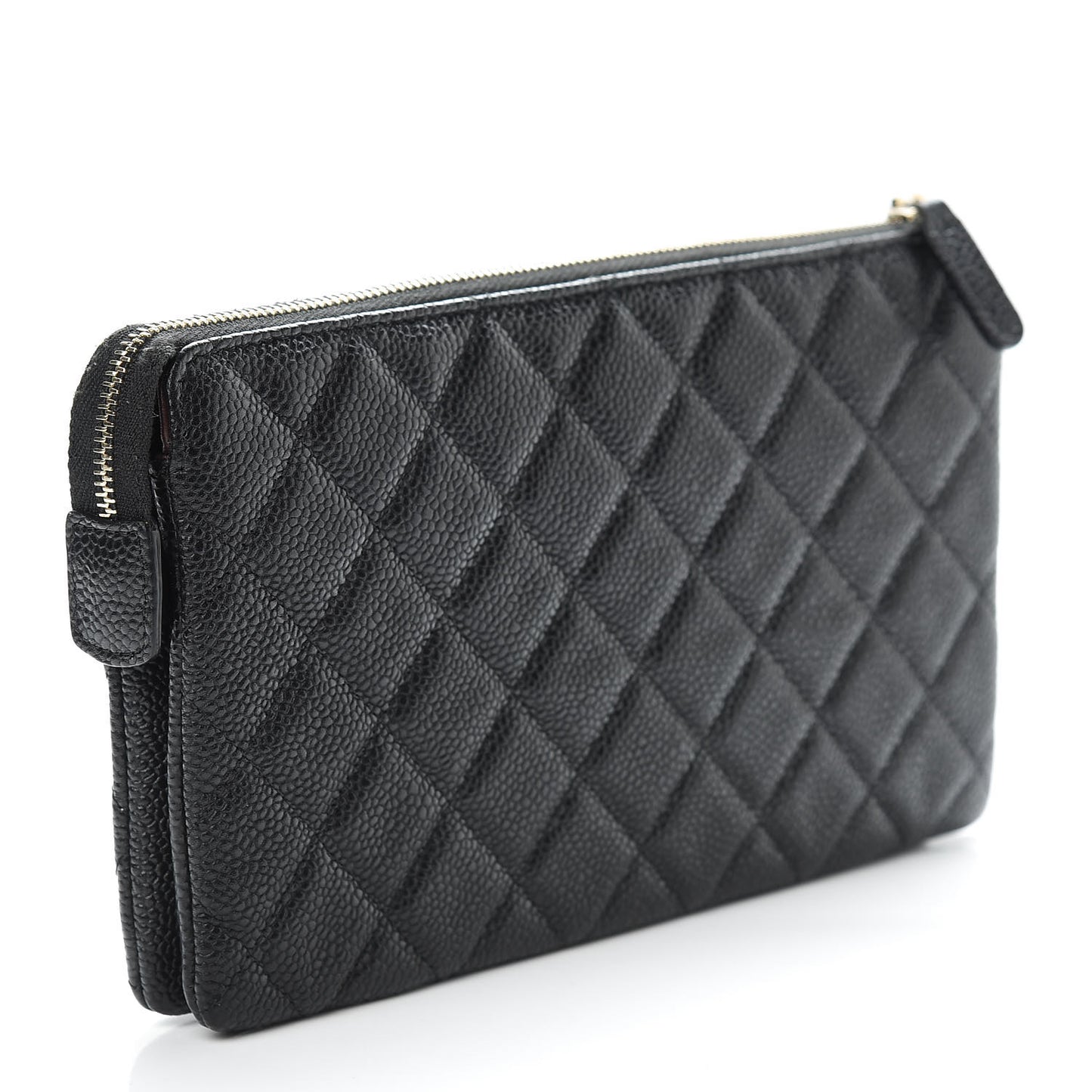Caviar Quilted Small Zipped Pouch Black