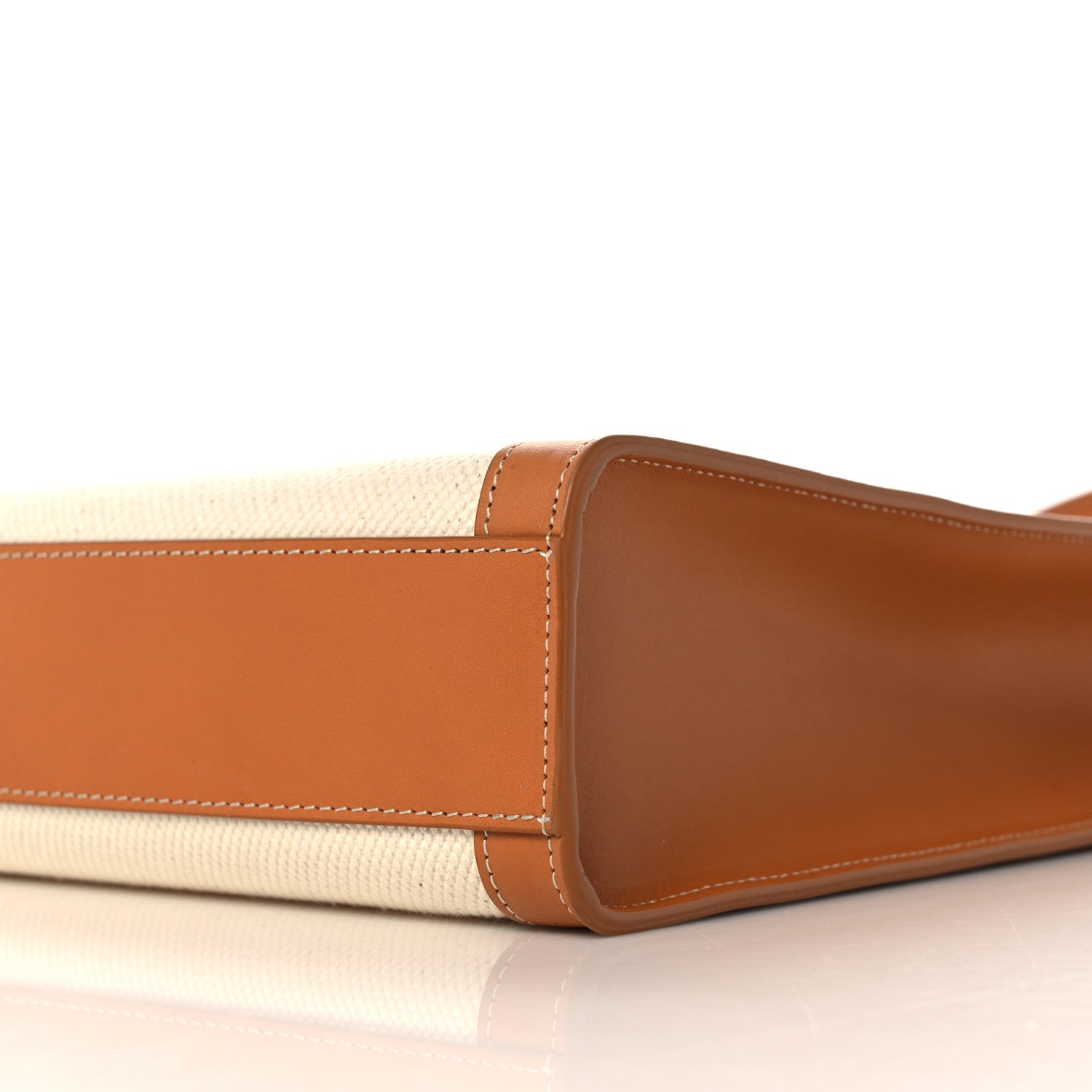 Celine Canvas Calfskin Logo Print Small Vertical Cabas Natural Tan 10 of 10