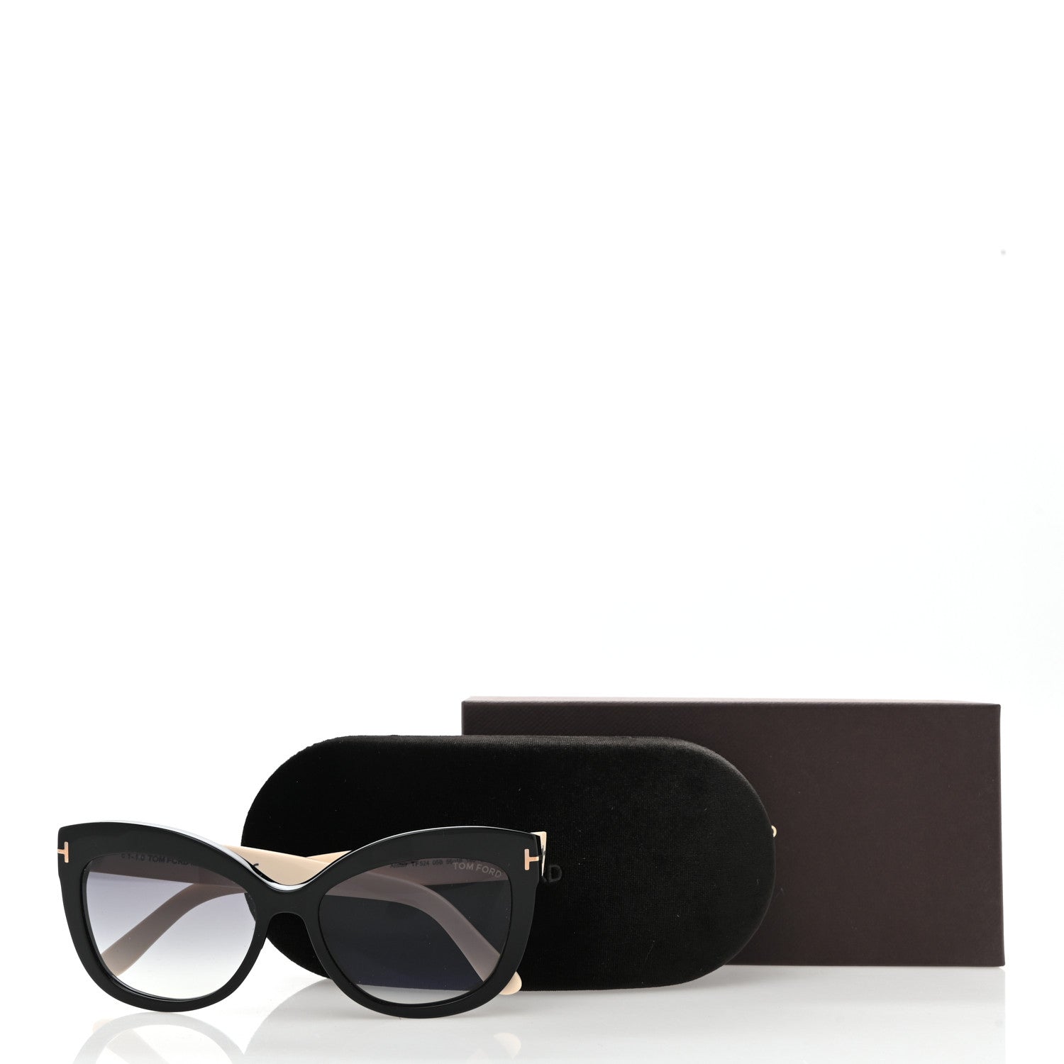 Tom Ford Acetate Alistair Cat Eye Sunglasses TF524 Black Beige 8 of 8