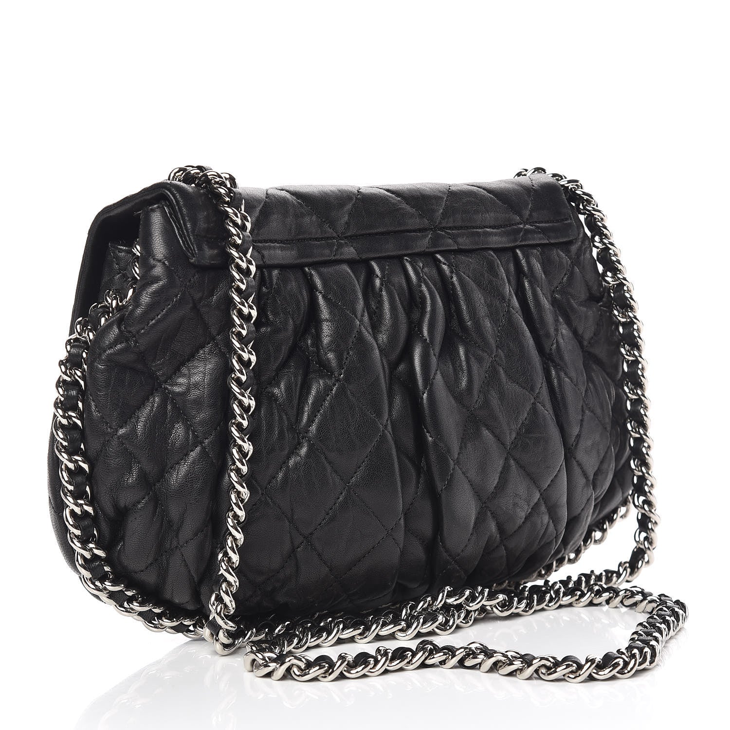Chanel Washed Lambskin Quilted Medium Chain Around Messenger Black 3 of 11