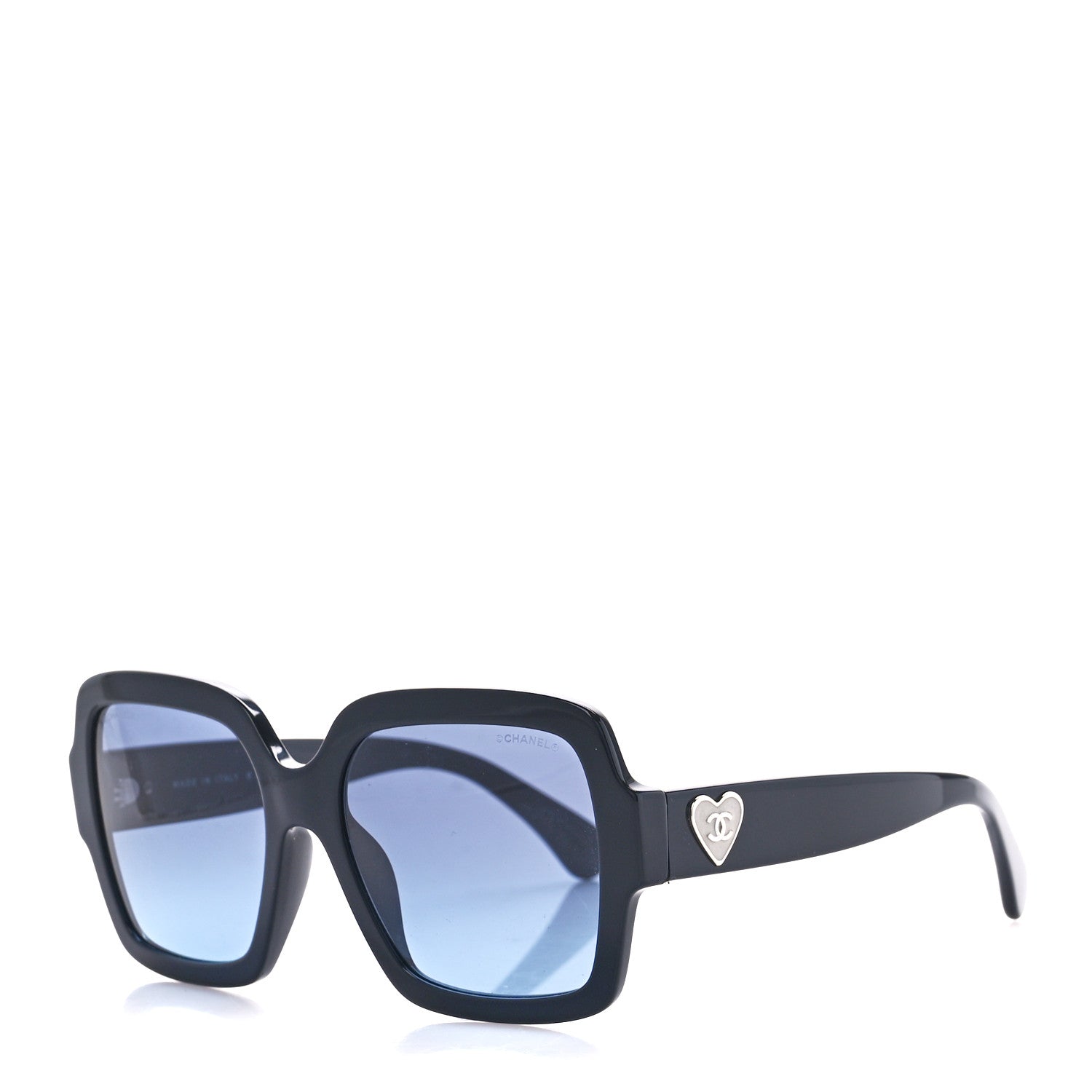 Chanel Acetate Square Heart Sunglasses 5479-A Black Blue 1 of 8