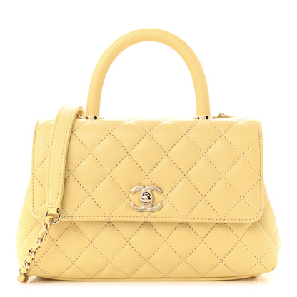 Chanel Caviar Quilted Mini Coco Handle Flap Yellow 1 of 10