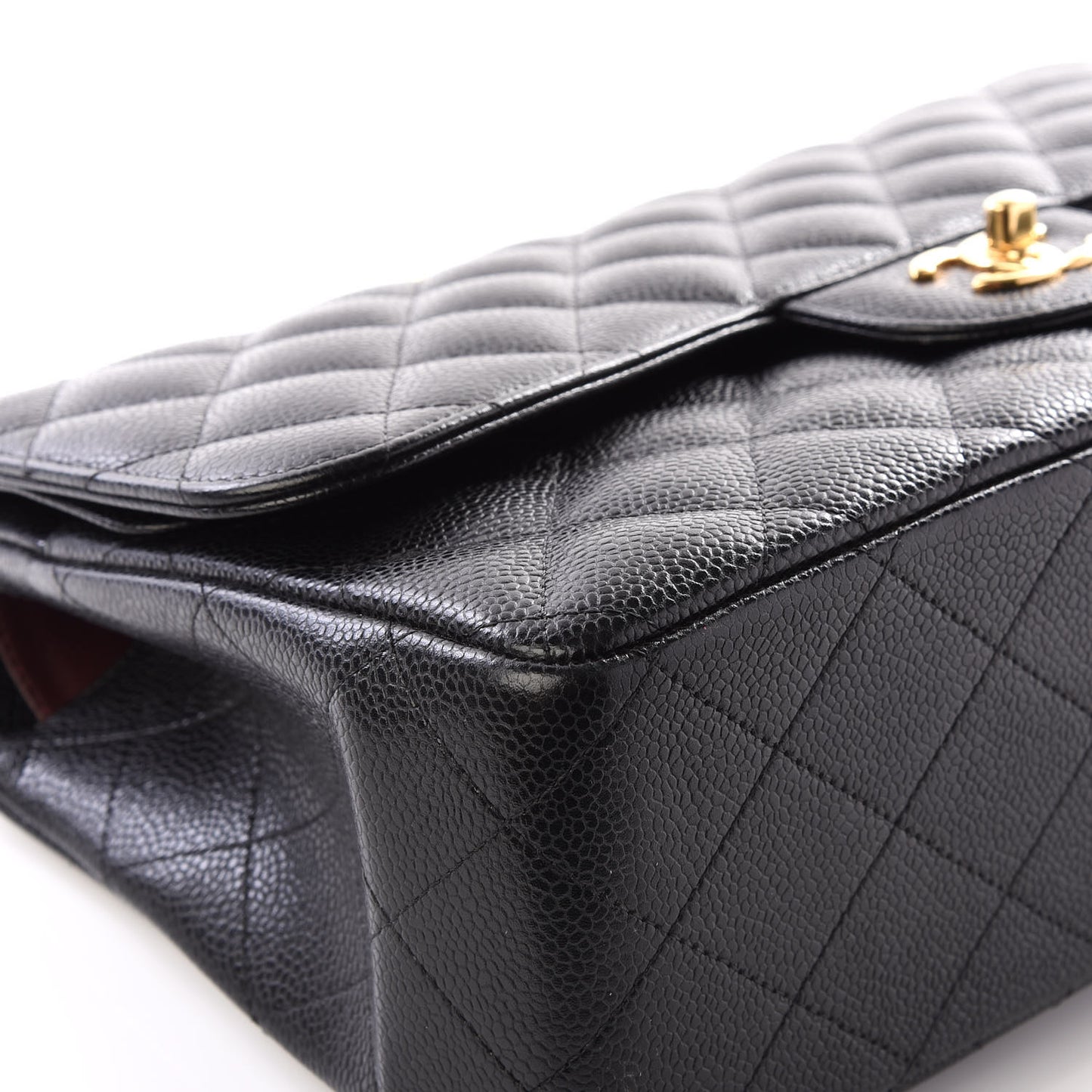 Caviar Quilted Jumbo Double Flap Black