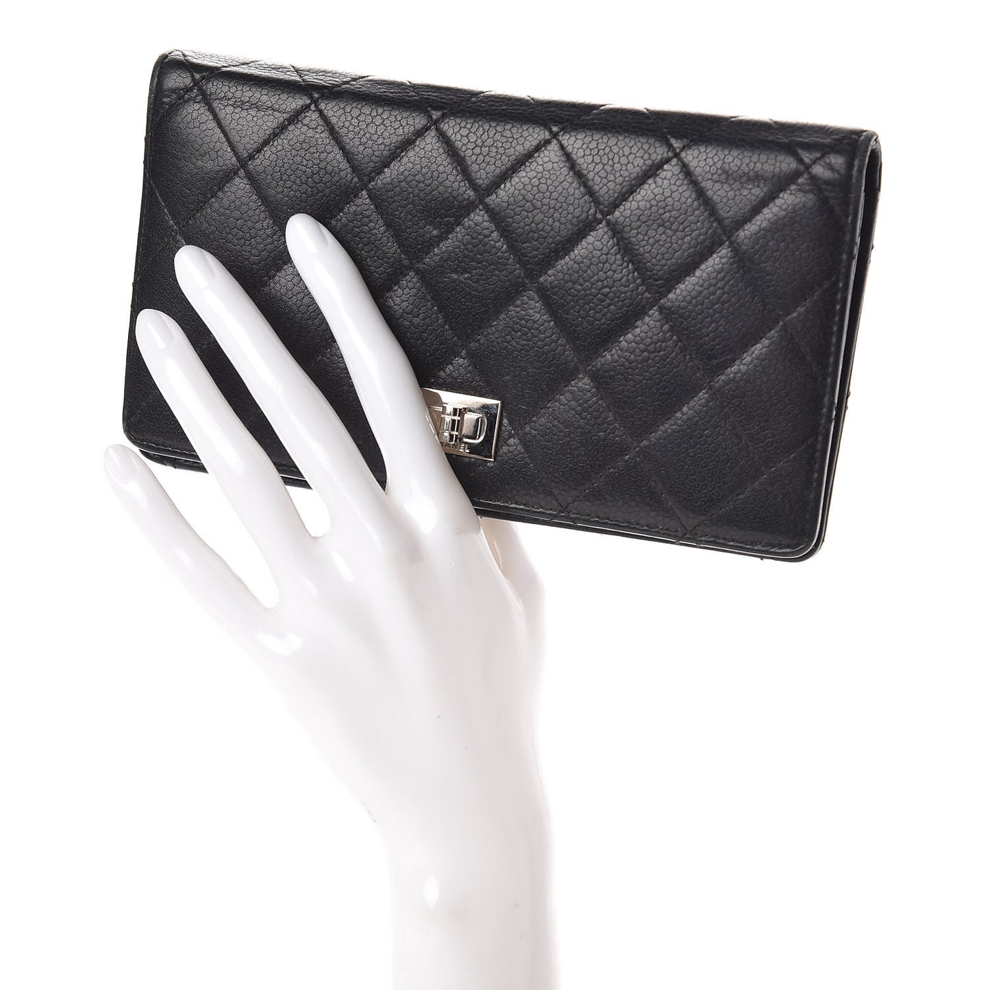 Caviar Quilted Reissue Yen Wallet Navy