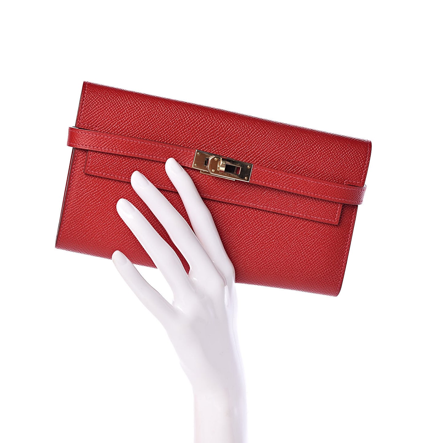 Epsom Kelly Longue Wallet Rouge Casaque