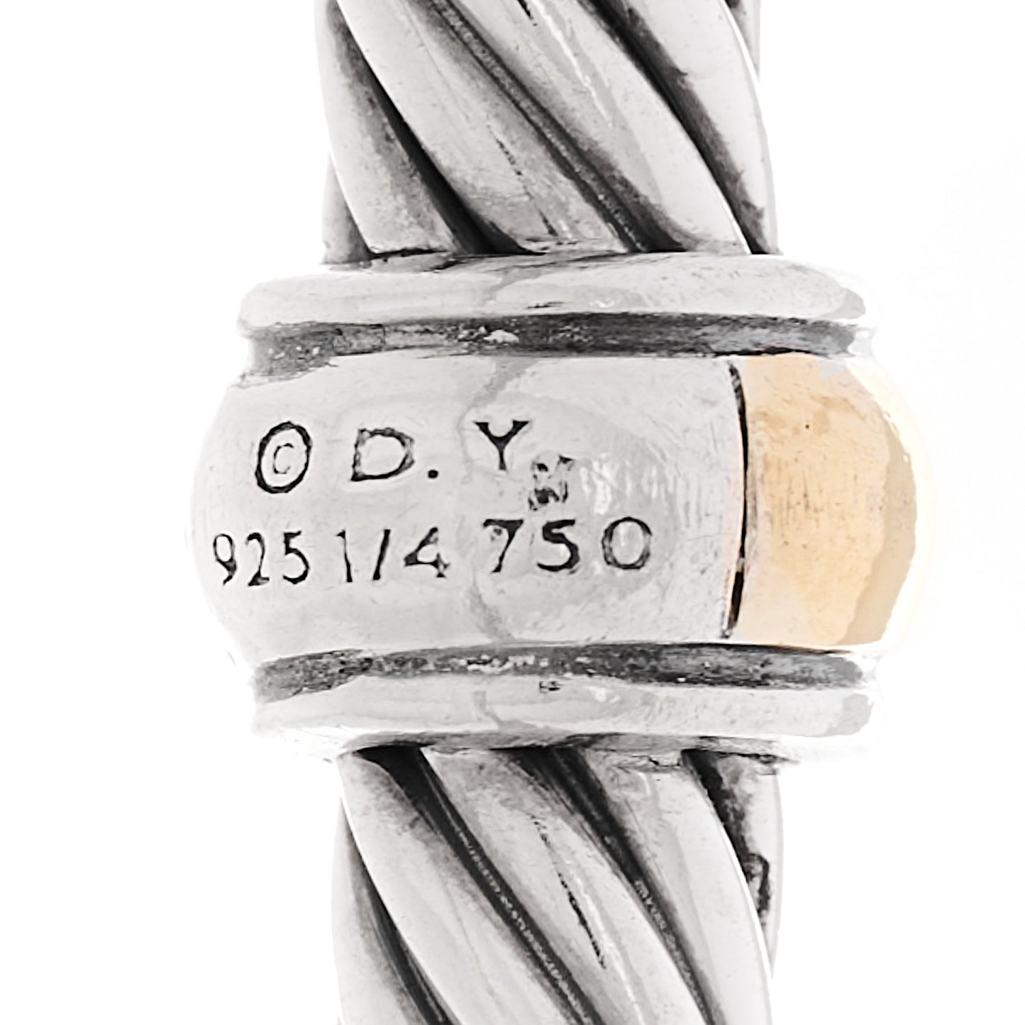 Sterling Silver 18K Yellow Gold 4mm Station Cable Bracelet
