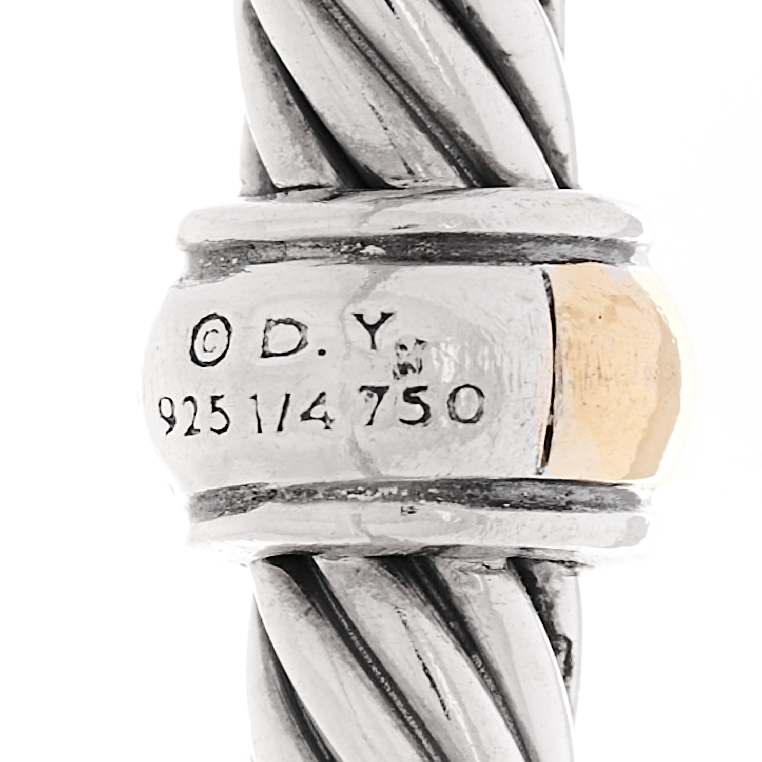 David Yurman Sterling Silver 18K Yellow Gold 4mm Station Cable Bracelet 4 of 4
