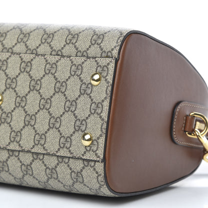 Gucci GG Supreme Monogram Cuoio Toscano Small Boston Beige Ebony Cuir 9 of 10