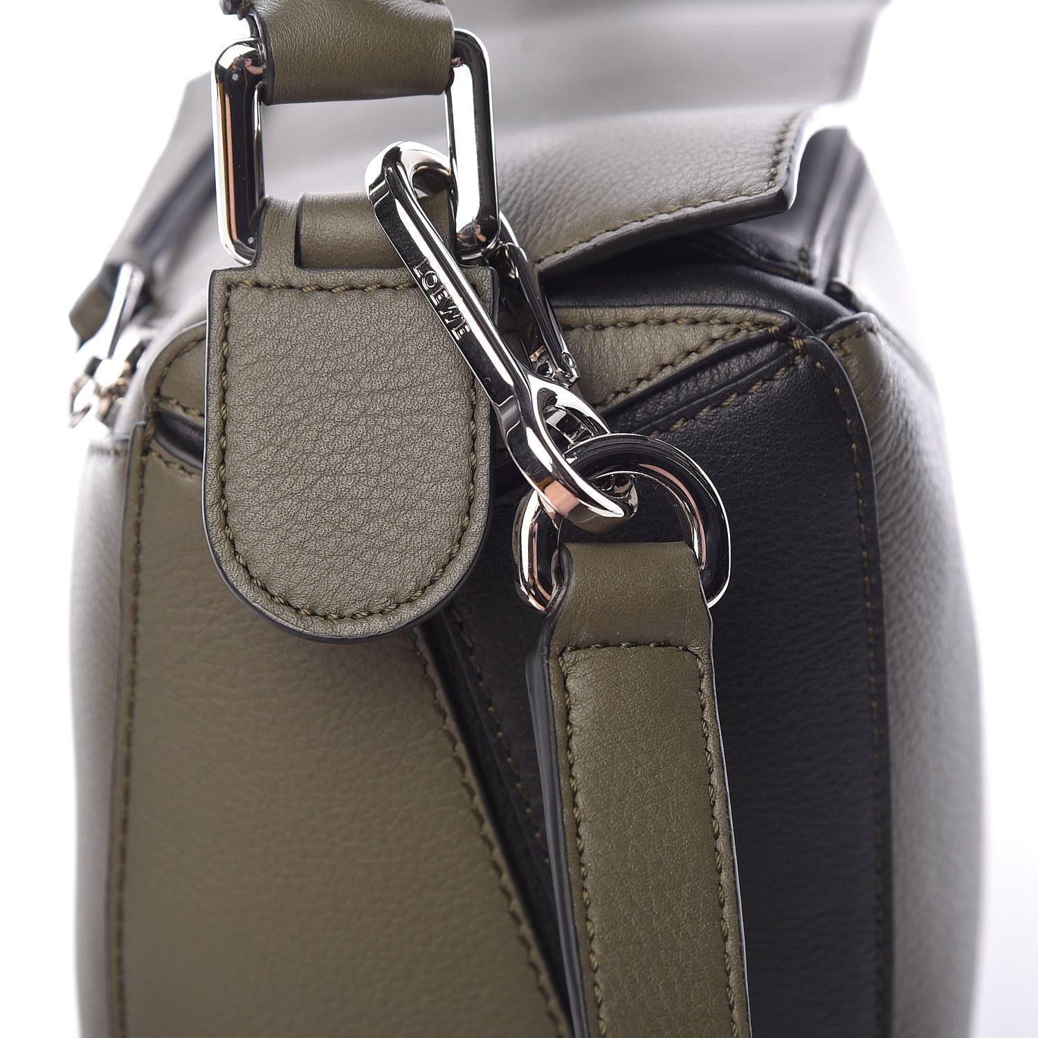 Loewe Calfskin Small Puzzle Bag Khaki Green Soft White 7 of 9