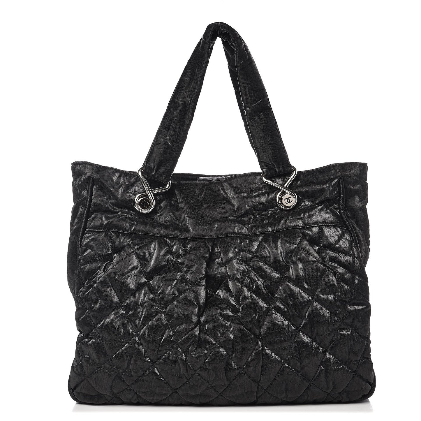Crinkled Coated Canvas Le Marais Large Tote Black
