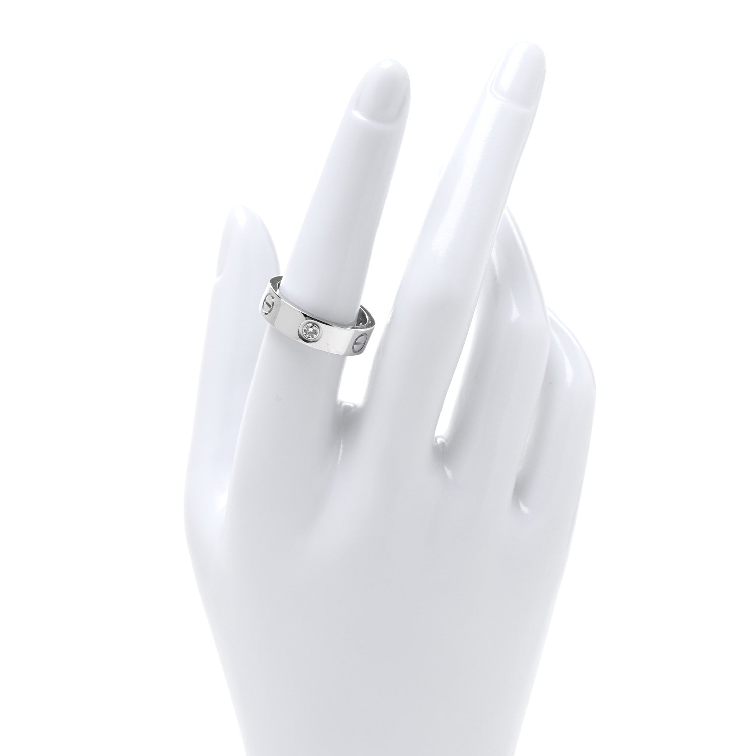 Cartier 18K White Gold 3 Diamond 5.5mm LOVE Ring 56 7.5 2 of 4