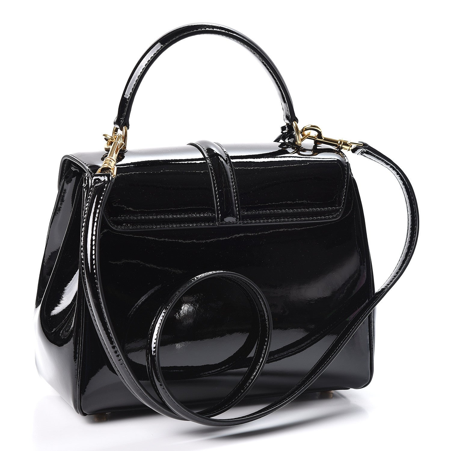 Celine Patent Calfskin Small 16 Top Handle Bag Black 2 of 9