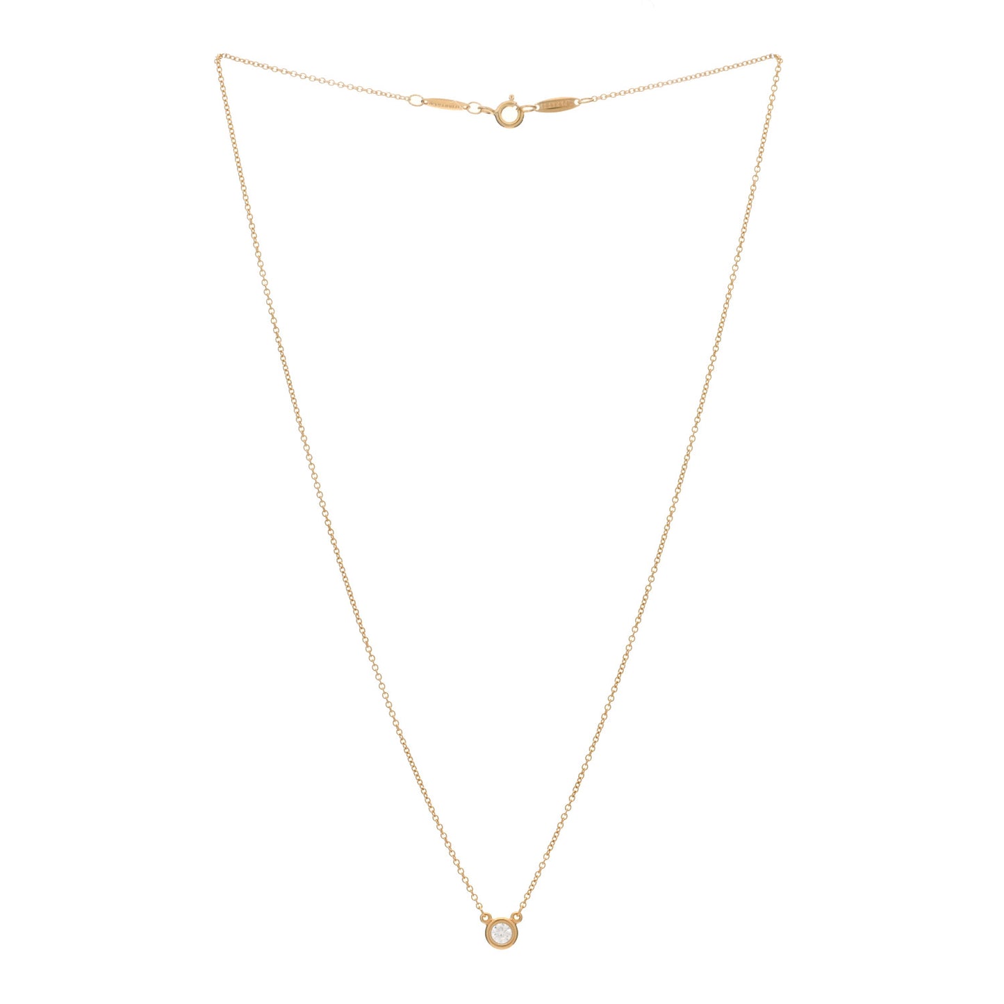 18K Rose Gold Diamond .17ct Elsa Peretti Diamonds by the Yard Pendant Necklace