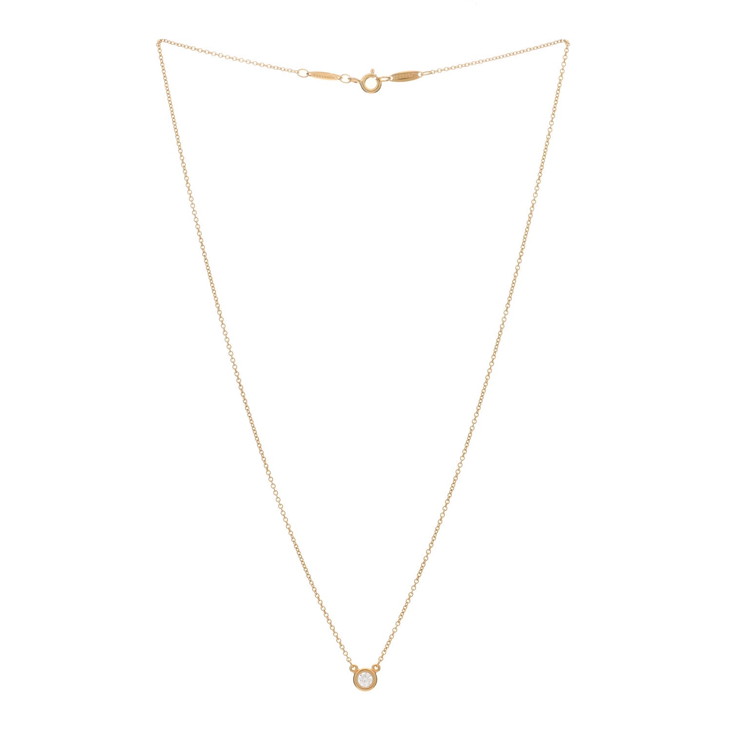 Tiffany 18K Rose Gold Diamond .17ct Elsa Peretti Diamonds by the Yard Pendant Necklace 2 of 4