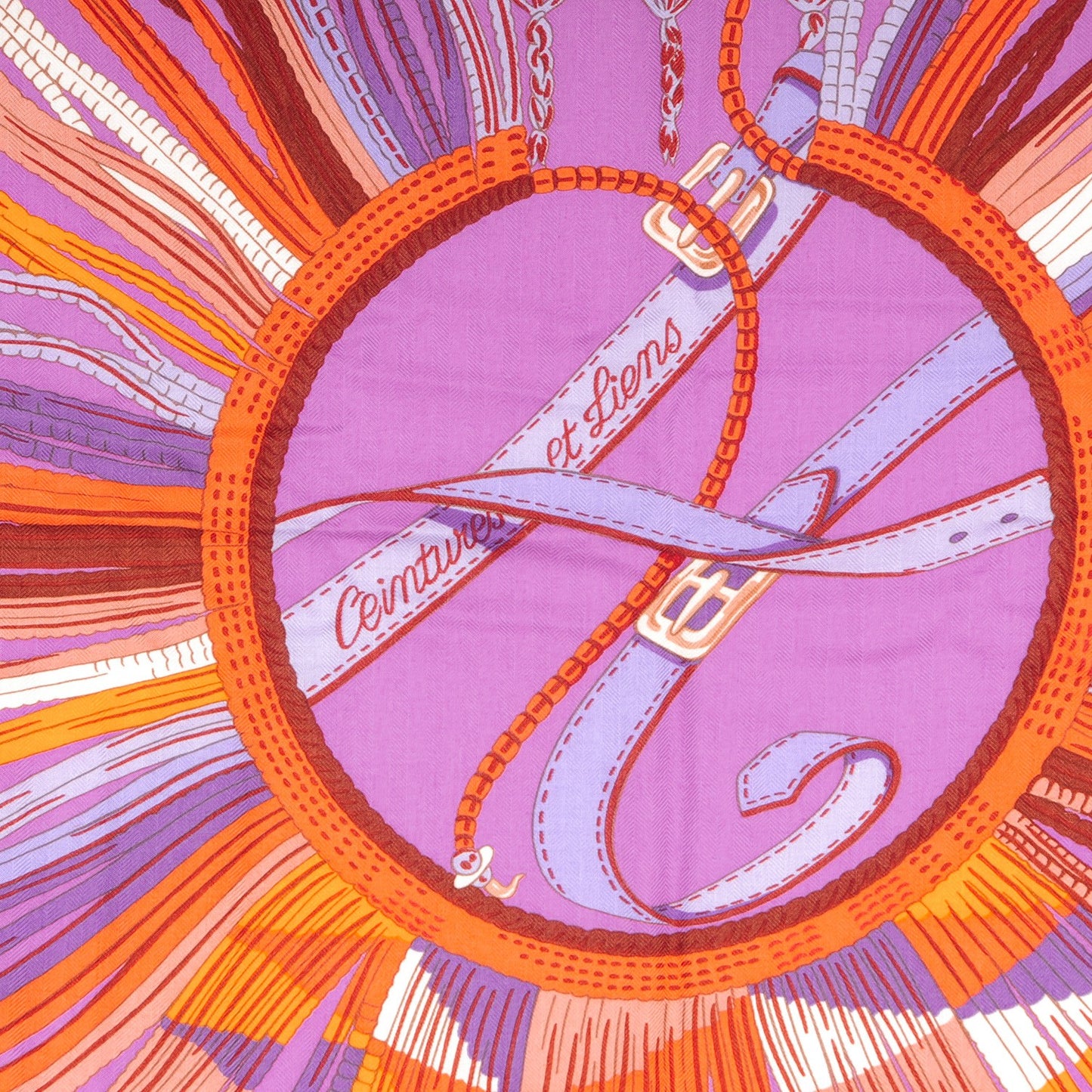 Cashmere Silk Ceintures et Liens Shawl 140 Orange Bouton D'or Mauve