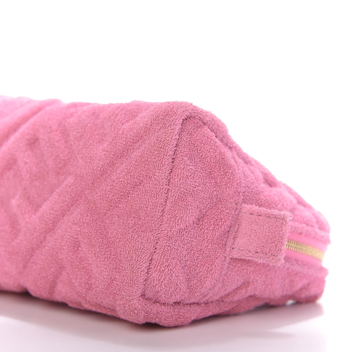 Fendi Terry Cloth Vitello Century Matte FF 1974 Embossed Small Trapezoid Beauty Pouch Lollypop 7 of 10