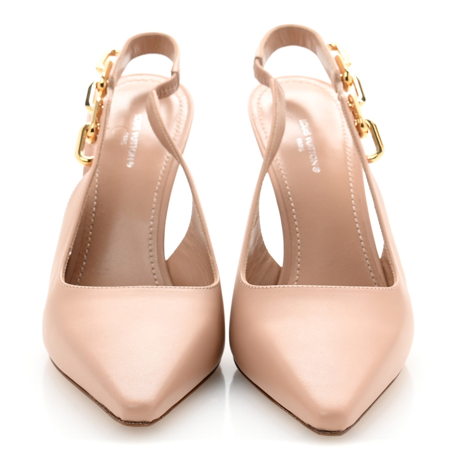 Louis Vuitton Calfskin Sparkle Slingback Pumps 39 Nude 3 of 9