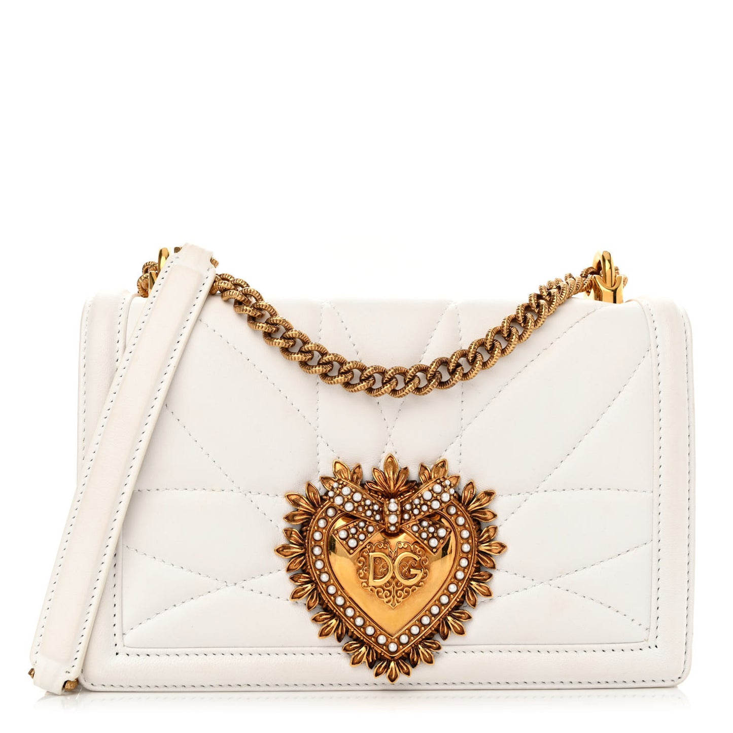 Calfskin Medium Devotion Crossbody Bag White