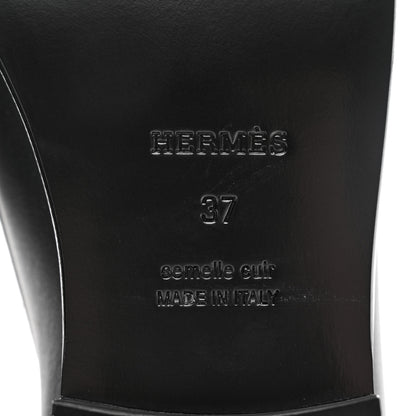 Hermes Calfskin Womens Destin Loafers 37 Black 6 of 12