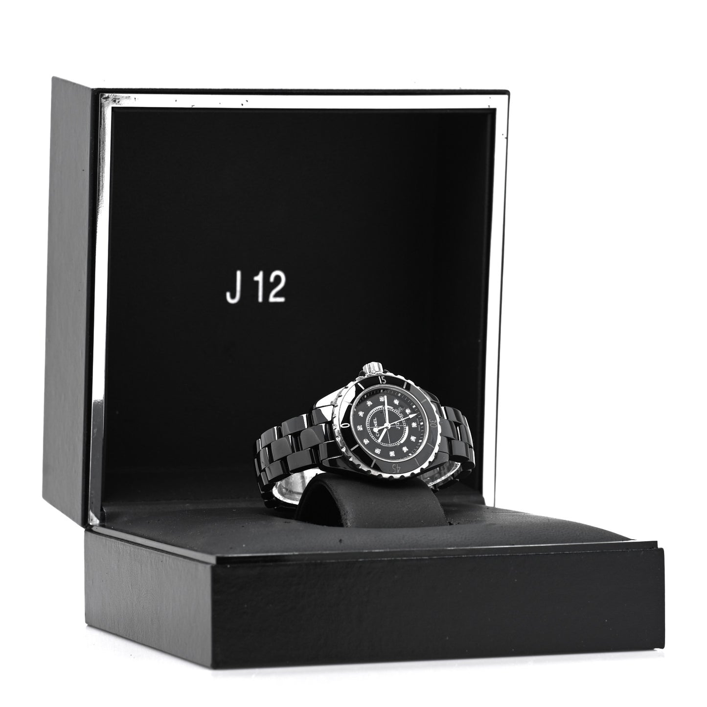 Stainless Steel Ceramic Diamond 33mm J12 Quartz Watch Black