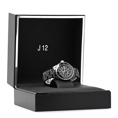 Chanel Stainless Steel Ceramic Diamond 33mm J12 Quartz Watch Black 5 of 5