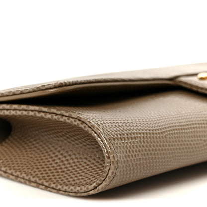 Chanel Calfskin Lizard Embossed Clutch With Chain Dark Khaki Dark Khaki 10 of 12