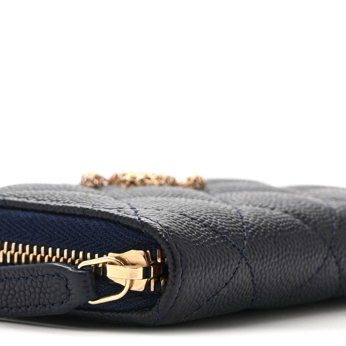 Chanel Caviar Quilted Perforated CC Zip Coin Purse  Navy 8 of 9