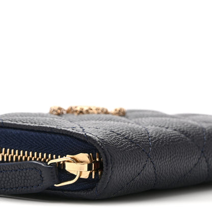 Chanel Caviar Quilted Perforated CC Zip Coin Purse  Navy 8 of 9