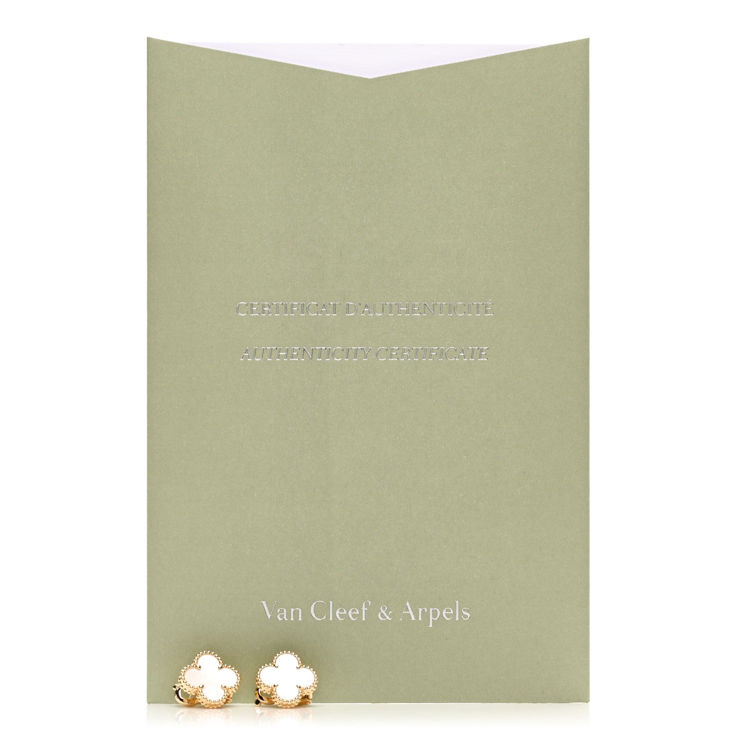 Van Cleef & Arpels 18K Yellow Gold Mother of Pearl Vintage Alhambra Earrings 5 of 5